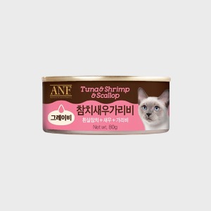 [유통기한 2024.09.29.] ANF 캣푸드 고양이캔 참치+새우+가리비 (그레이비) 80g 